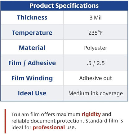 TRULAM - PRO Grade Roll Laminating Film - 3 Mil - 43 inch x 250 feet with 3 inch Core - Clear Gloss Finish (P30G433)
