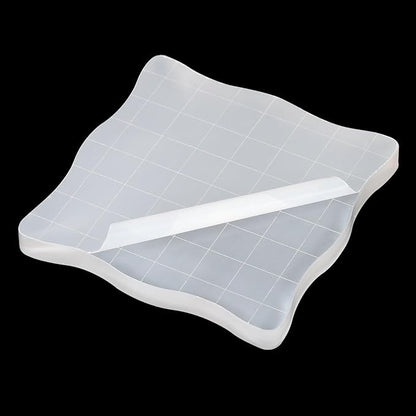 PATIKIL 3" x 3" Acrylic Stamp Block, Clear Stamping Block with Grid Lines Decorative Mounting Blocks Wave for Scrapbooking DIY Crafts Card Making