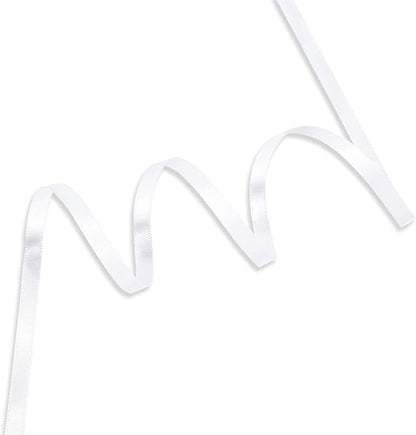 Humphrey's Craft 1/4 Inch White Double Faced Satin Ribbon - 50 Yards Variety of Color for Crafts Gift Wrapping DIY Bows Bouquet Decoration Sewing Christmas Tree Wedding and Invitation Card.