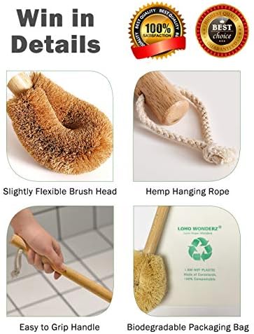 Updated Modern Version Toilet Bowl Brush, Natural Coconut Fiber Brush Head and - Image 3