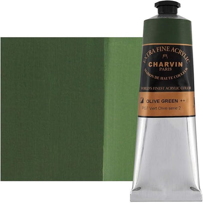 Charvin Extra Fine Professional Artist Acrylic Paint Colors, Nature Themed Hues, 150ml Olive Green