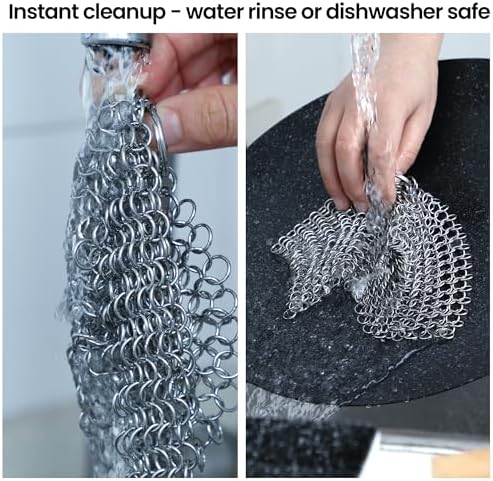 TOPULORS 316L Stainless Steel Cast Iron Scrubber Chaimmail Link 7 in Round - Image 6