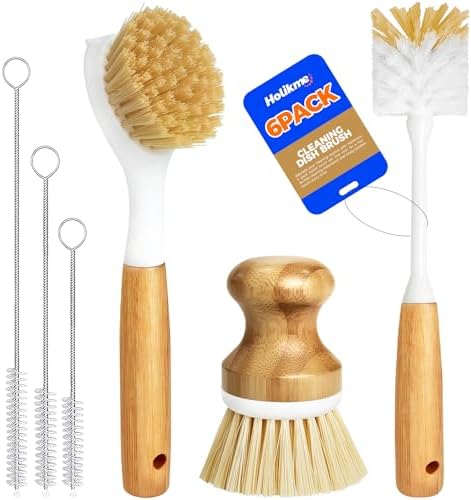 Holikme 6 Pack Dish Brush with Bottle Brush Scrub Brush Straw by Holikme