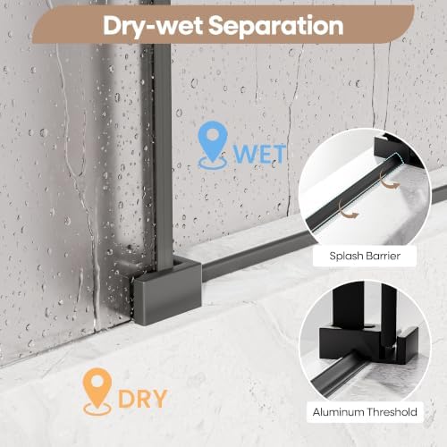 Frosted Bathtub Shower Door 56-60" W x 57" H, Matte Black - Image 3