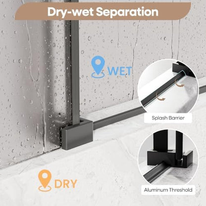 Frosted Bathtub Shower Door 56-60" W x 57" H, Matte Black - Image 3
