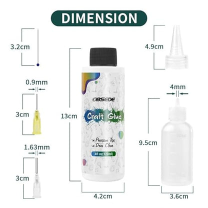 OBSEDE Art Craft Glue, 4 Fl.oz Quick Dry Clear Adhesive with Precision Fine Tip for Paper Crafts, Card Making, Scrapbooking