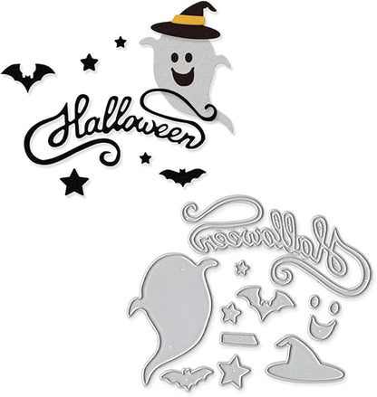 Metal Halloween Die Cuts - Ghost Bat Cutting Dies Embossing Stencil Template for Card Making Scrapbooking Paper Craft Album Stamps DIY Decor