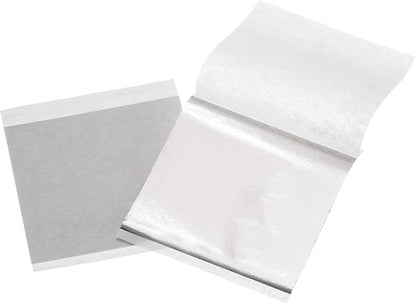 uxcell 100pcs Leaf Sheets, 3.5" x 3.5" Foil Sheets Paper Sheets for DIY Crafts Painting Nails Resin Furniture Decoration(Light Champagne Silver)