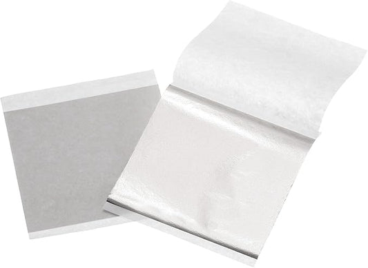 uxcell 100pcs Leaf Sheets, 3.5" x 3.5" Foil Sheets Paper Sheets for DIY Crafts Painting Nails Resin Furniture Decoration(Light Champagne Silver)