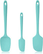 600ºF Heat Resistant Spatulas, High Heat Food Safe Semless Kitchen Silicone Scraper Set for Cooking Baking Mixing Scraping Stirring Nonstick Cookware Pan Bowl (3Pcs,Aqua Sky)