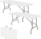 Set of 2 Folding Table 5 FT Camping Table Portable Heavy Duty Plastic Rectangular Outdoor Dining Table Steel Legs Fold-in-Half with Carrying Handle for Indoor,Picnic,Party,Wedding,Events(White)