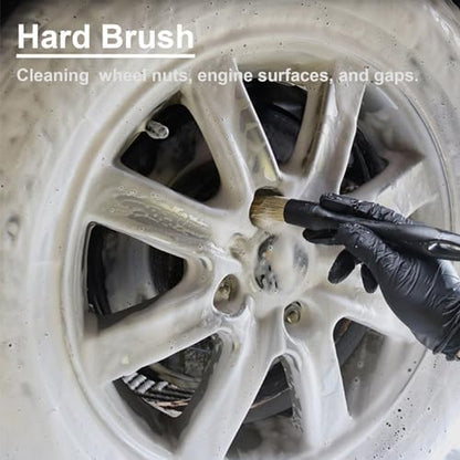 4 PCS Car Detailing Brush Set for Cleaning Interior or Exterior, Boars Bristle - Image 6