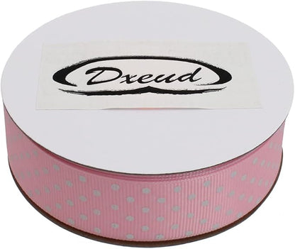 Polka Dot Grosgrain Ribbon 25 Yard Each Roll 100% Polyester (1", Pink)
