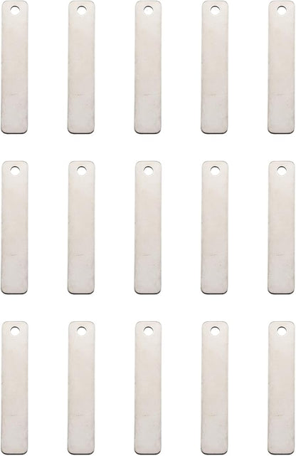 15PCS Metal Engraving Plate Stainless Steel Blank Stamping Rectangle Label 8th DIY Stamping Stamping Military Pendant Long Strip Tag