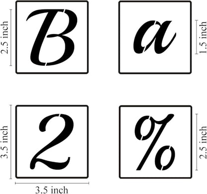 2.5 Inch Alphabet Letter Stencils for Painting - 70 Pack Letter and Number Stencil Templates with Signs for Painting on Wood, Reusable Cursive Letters Stencils for Chalkboard Wood Signs & Wall Art