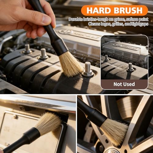 8PCS Car Detailing Brush Set, Car Interior and Exterior Soft Bristle Cleaning - Image 6