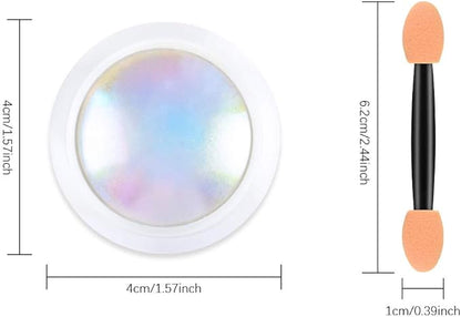 Ownest 4 Pcs Neon Chrome Nail Powder, Unicorn Chrome Nails Glitter Pigment, Aurora Iridescent Powder Pigment for Nails, Opal Pearl Mica Powders, Chameleon Pearl Manicure Pigment