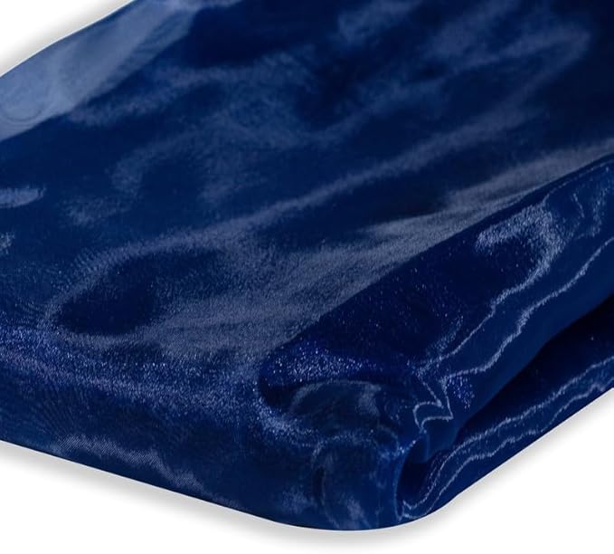 Fynite Navy Blue Organza Fabric by The Yard | 1 Yard Long | 44" Wide | Bridal Soft Sheer Organza Tulle for DIY Wedding Dress Fashion Craft Decorations