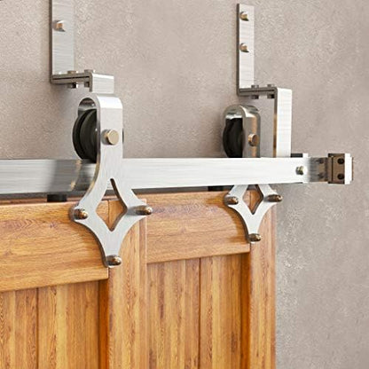 Homacer Brushed Nickel Double Track Z-Shape Bypass Sliding Barn Door Hardware by HOMACER