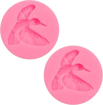 Hummingbird Silicone Fondant Mold, Bird Cake Decorating Mold, Pink, Set of 2