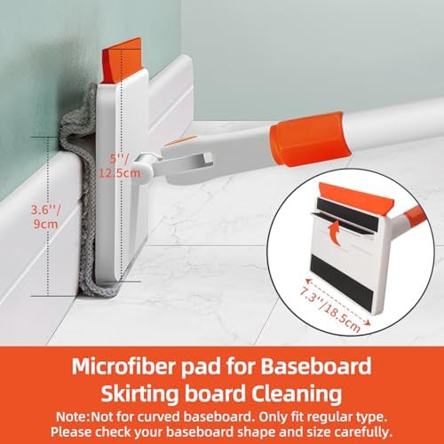 Baseboard Cleaner Tool with Handle, Extendable Long Handle Baseboard Cleaning - Image 2