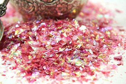 Red-Iridescent Ice Flakes- Iridescent Ice Glitter Flakes for Nail Art - Lightweight Holographic Polyester - 311-4338 - 1/2 oz (14 grams)