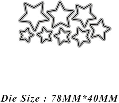 Metal Cutting Dies DIY Embossing Stencil Template Scrapbooking Card Making Mold Photo Album Arts Crafts Tools (8 Stars- 7.8x4cm)