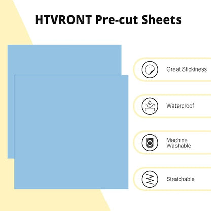 HTVRONT Light Blue HTV Heat Transfer Vinyl Bundle: 24 Pack 12"x12" Iron on Vinyl Sheets for T-Shirt (1 PTFE Sheet Included), PU HTV Vinyl Easy to Cut & Weed for Heat Design