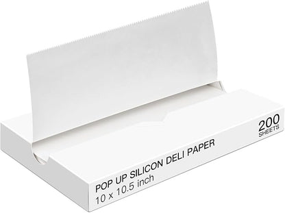 Precut POP UP Deli Paper Sheet Pack of 200, Interfolded Heavy Paper for Food Wrap and Serving (10" x 10-1/2", White）