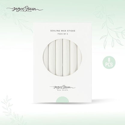 Glue Gun Wax Seal Sticks, 8 Pcs White Sealing Wax Sticks for Wedding Invitation Envelopes, Antique Stamp Seals, Letter Sealer, Scrapbook Supplies, Christmas Cards, Gifts Wrapping
