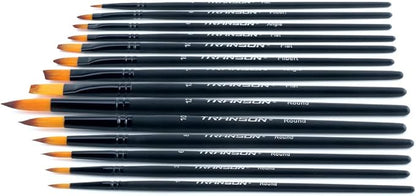 Transon 14pcs Artist Paint Brushes for Acrylic, Watercolor, Gouache, Oil and Hobby Painting Black Color