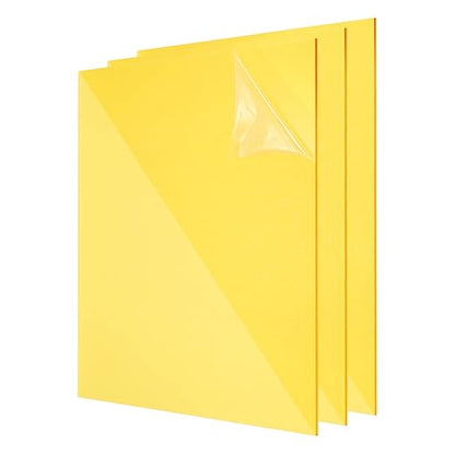 uxcell 3Pcs Acrylic Sheets 8x8 Inch Acrylic Panel 1/8 Inch-3mm Plastic Board for Picture Frames Sign Holders DIY Display Projects Craft, Clear Yellow