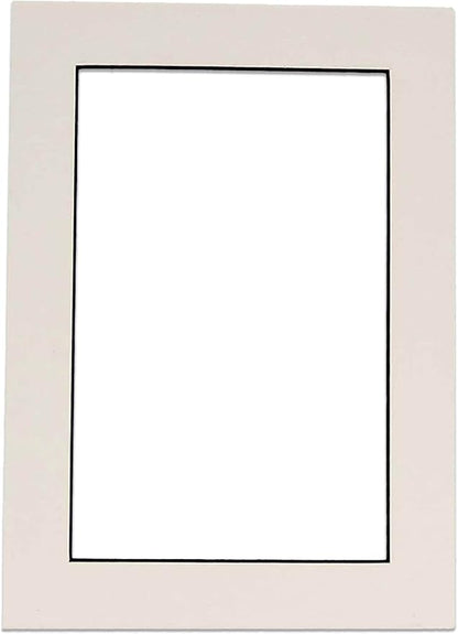 Pack of 25 Acid Free 8x10 Mats Bevel Cut for 6x8 Photos - White with Black Core Precut Matboards for Pictures, Photos, Framing - 4-ply Thickness