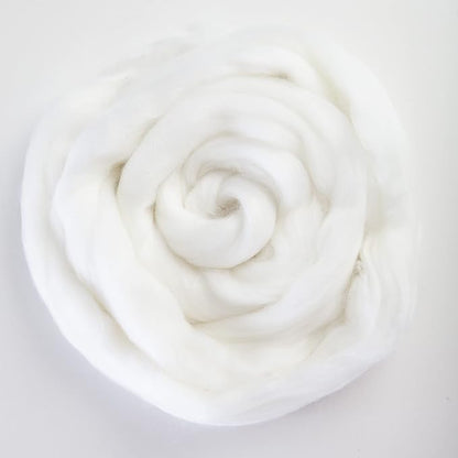 100% Natural Merino Wool Roving - 1 oz - Premium Combed Top Merino Roving Wool - Tapestry, Spinning, Wet Felting & Needle Felting Supplies - 21.5 Micron - Color Snow