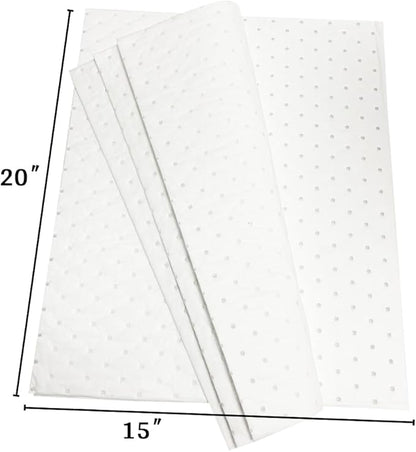 Autocare Heavyweight Oil Absorbing Pads | White Absorbing Heavy Weight Oil-Only Absorbent Mat Pad | 15" x 20" | 50 Oil Absorbent Pads |