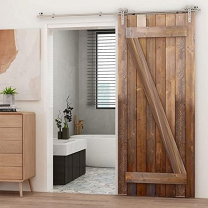 TSMST 6.6FT Sliding Barn Door Hardware Kit, Stainless Steel Heavy Duty Sturdy - Image 2
