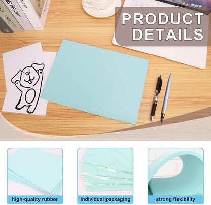 4 Pcs 8.5"x11" Rubber Carving Blocks, A4 Linoleum Blocks, Stamp Carving Blocks for Printmaking, Linocut Artists, Crafts and More,(Blue) by KUKLIPJIM.