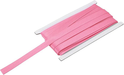MECCANIXITY Double Fold Bias Tape for Sewing 5/8 Inch x 12 Yards Satin Pre-fold Continuous Binding Tape for Seaming Quilting Hemming Binding DIY Crafts, Pink