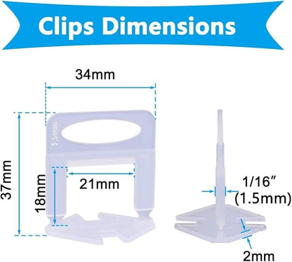 2000 PCS Tile Leveling System Clips 1/16''(1.5mm) Tiles Leveler Spacers Tool for Professional Ceramic Tile and Stone Installation