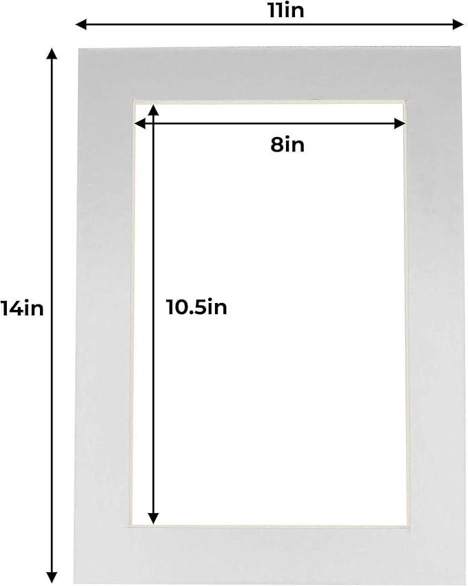 11x14 Mat for 8.5x11 Photo - Precut Metallic Silver Picture Matboard for Frames Measuring 11 x 14 Inches - Bevel Cut Matte to Display Art Measuring 8.5 x 11 Inches - Acid Free ONE MAT