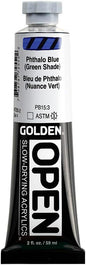OPEN Slow-Drying Acrylics by GOLDEN, Phthalo Blue/G.S., 2 fl oz. tube, Professional Acrylic Paint, Transparent