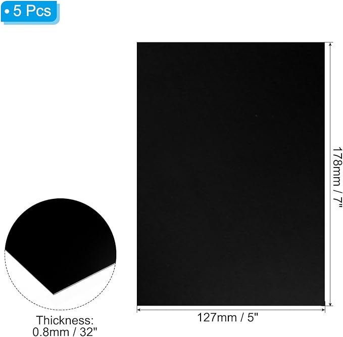 PATIKIL 7x5x1/32inch Anodized Aluminum Sheet, 5Pcs Metal Rectangle Aluminum Plate 0.8mm Thick Engraving Blanks for Laser Engraving DIY Decorative Crafting Home Decoration, Black