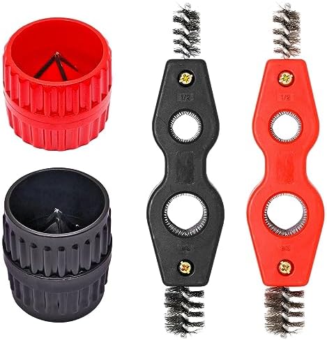 4 Pcs 4-in-1 Copper Pipe Cleaner & Tube Reamer Set, 1/2" & 3/4" Copper Pipe by SWZHAI
