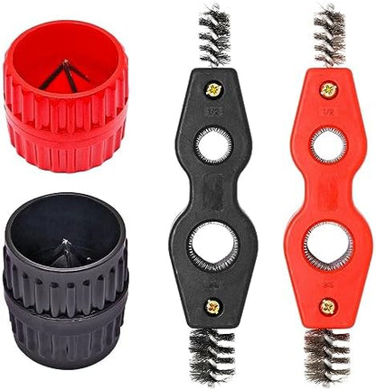 4 Pcs 4-in-1 Copper Pipe Cleaner & Tube Reamer Set, 1/2" & 3/4" Copper Pipe by SWZHAI