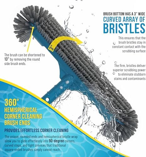 U.S. Pool Supply 18" Pool Brush Head Round Hemispherical Ends Inground Pool - Image 4