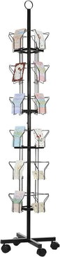PATIKIL 6 Tier Rotating Greeting Card Rack, Metal Spinning Greeting Card Display Stand Portable Postcard Rack Holder Organizer for Postcard Sticker Photo Desk Book Stamp, Black