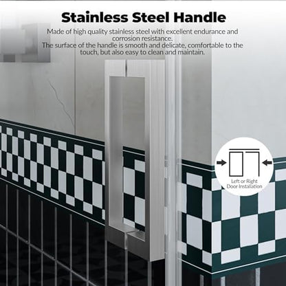 Frameless Sliding Shower Door, 44-48 Inch Width x 76 Inch Height, 1/4" Tempered - Image 4