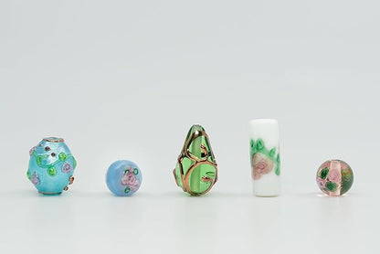 10 pcs Mix of Bohemia Lampwork Czech Glass Beads with Flowers, Hand Made Set Kit, LW 001