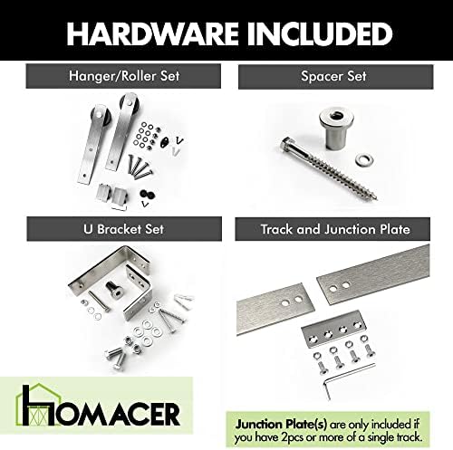 Homacer Brushed Nickel Double Track U-Shape Bypass Sliding Barn Door Hardware - Image 3