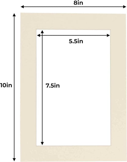 6x8 Mat for 8x10 Frame - Precut Mat Board Acid-Free Show Kit with Backing Board, and Clear Bags Textured Cream 6x8 Photo Matte Made to Fit a 8x10 Picture Frame Matboard for Framing, Pack of 25 Mats